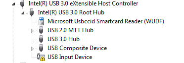 Imagen: Ejemplo de un dispositivo USB en estado de error en el Administrador de dispositivos