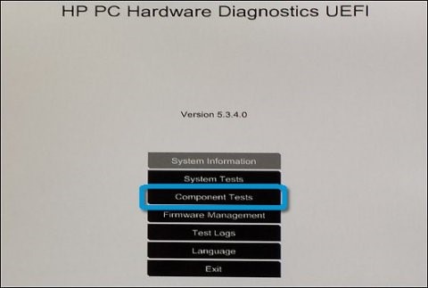 Component Tests in HP PC Hardware Diagnostic UEFI