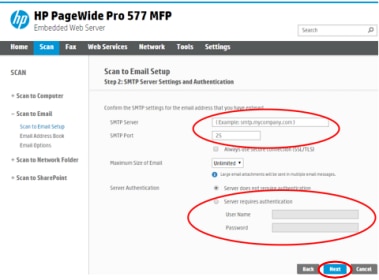 HP PageWide 377, 477, 577 - Configure and use the Scan to Email feature