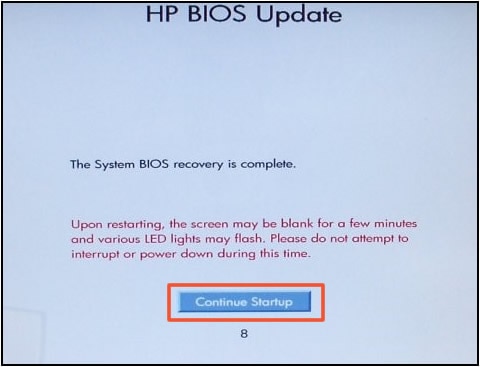 La recuperación de BIOS del sistema se completó