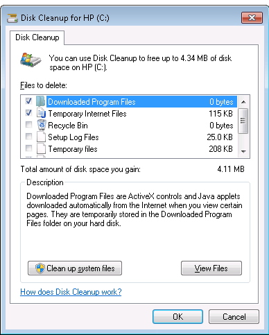 Disc Cleanup On Windows Vista