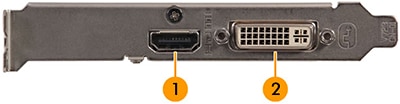 Video card bracket showing ports