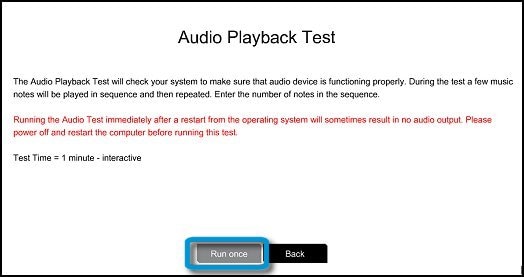 Audio playback test information