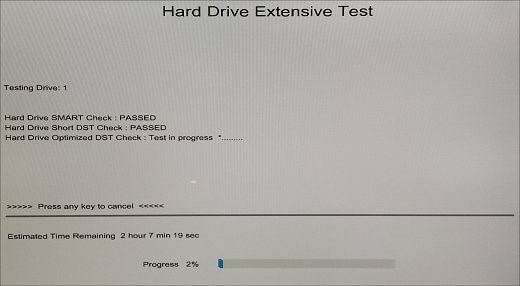 Hard Drive Extensive Test progress