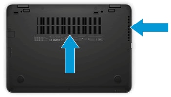 Местонахождение вентиляционных отверстий на ноутбуке HP