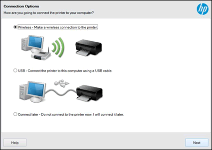 Example of the Wireless - make a wireless connection to the printer