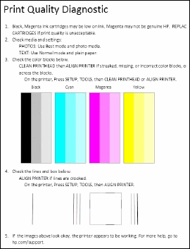 Image of a Print Quality Diagnostic report with no defects.