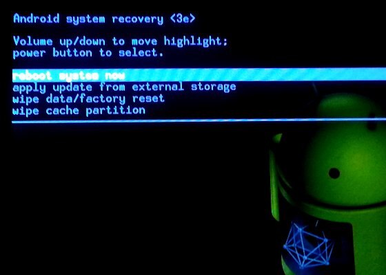 Android system recovery reboot system now