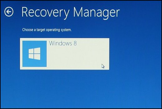 Ekran wyboru systemu operacyjnego z zaznaczoną opcją Windows 8