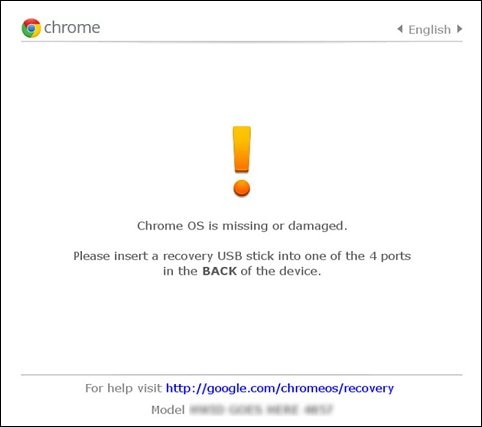 Chrome OS is missing or damaged error screen