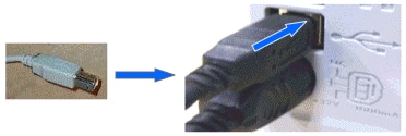 Imagem: Conecte a extremidade menor do cabo USB à parte de trás da impressora.