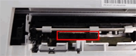 Photograph of location of the pick rollers when looking at the rear of the product