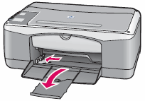 Imagen: Deslice la guía de ancho de papel y abra el extensor de la bandeja de papel