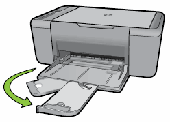 Image: Lower the input tray and pull out the tray extender