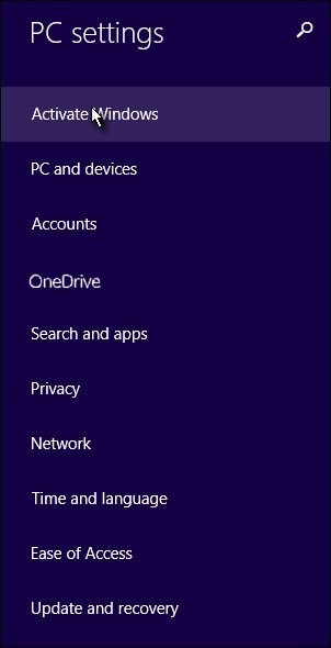 The Activate Windows tab