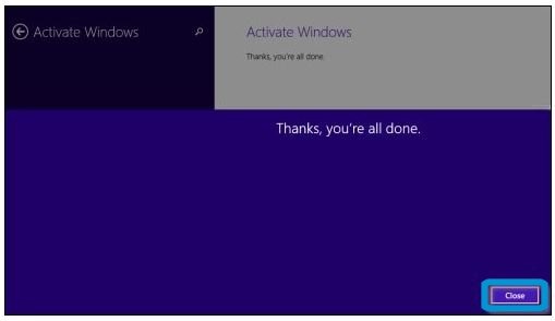 The Activate Windows screen after a successful activation