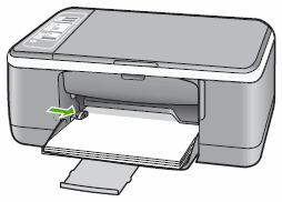 Imagen que muestra cómo mover la guía de ancho de papel hasta que quede ajustada contra la pila de papel