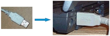 Imagen: Conecte el otro extremo del cable USB al equipo.