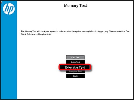Opzione Test completo nel menu Test della memoria