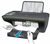 Image: Removing jammed paper from inside the printer