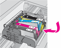 Illustration of sliding the cartridge into its slot