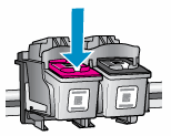 Illustration of pressing down on the cartridge