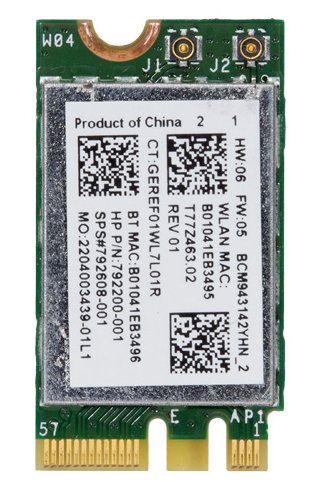 Top view of wireless card