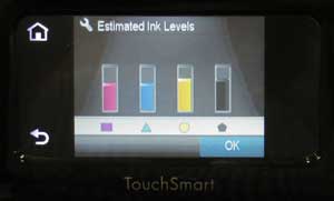 Image: Estimated Ink Levels guage on the control panel