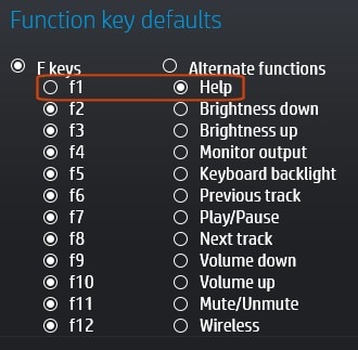Changing an F1 key assignment