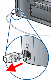 Illustration of removing the USB cable from the product.