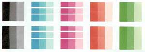 Illustration of streaked cyan or magenta color blocks in test pattern 2