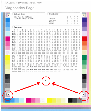 Image: Example diagnostics page showing the color alignment bars.