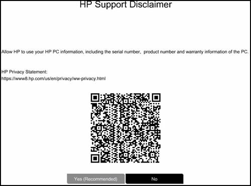 HP 支持 QR 码的示例