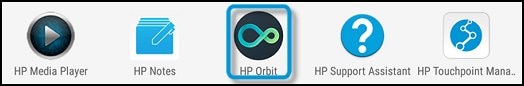 HP Orbit app in the app list