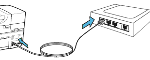 Connect the Ethernet cable to the printer and to the router