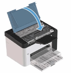 Illustration of closing the print cartridge door.