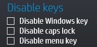 Disable keys category