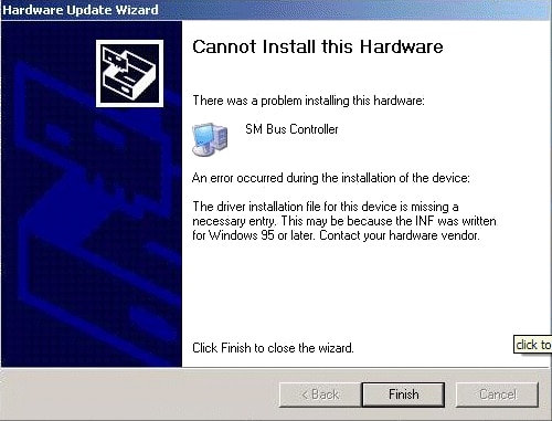 Illustration: Cannot Install this Hardware'message in Hardware Update Wizard