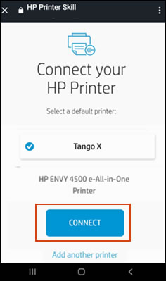 Selecting a printer, and then clicking Connect