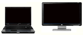 Image of notebook computer with external monitor