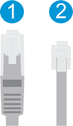 Image: Example of an Ethernet cable and a phone cable.