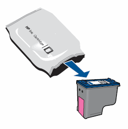 Illustration: Removing the new ink cartridge from the package