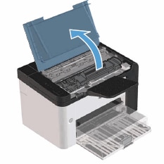 Illustration of opening the print cartridge door.