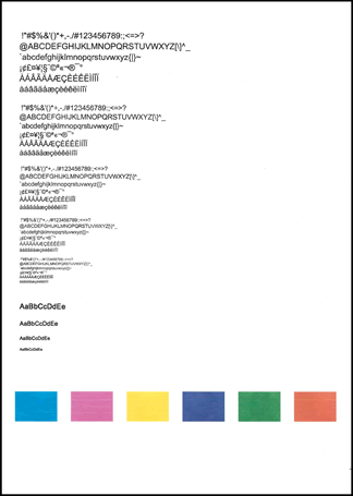 Imagem: Exemplo de página de teste de limpeza de cabeçote de impressão.