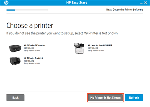 Clicking My Printer Is Not Shown