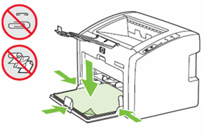 Ilustração: Colocar o papel e deslizar as guias para dentro