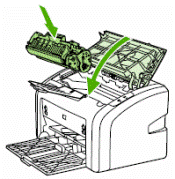 Reinstalación del cartucho de impresión (gráfico)