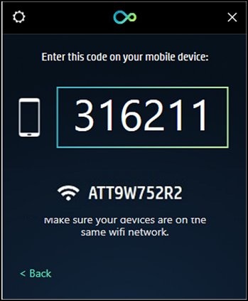 Example of code to enter on your mobile device