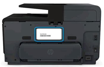 Example of a serial number on the back of a printer