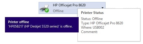 Fejlfinding af offline HP-printer eller udskriftsjob, der sidder fast køen